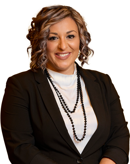 a woman in a black suit