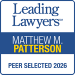 Award badge for Matthew M. Patterson as a Leading Lawyer, peer selected for 2026.
