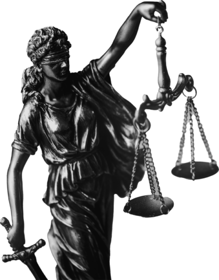 a statue of a woman holding a scale and a sword