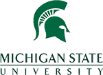 Logo of Michigan State University featuring a green Spartan helmet.
