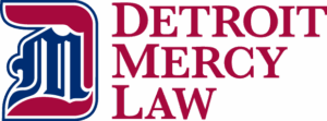 Detroit Mercy Law logo featuring a stylized letter D and title text.